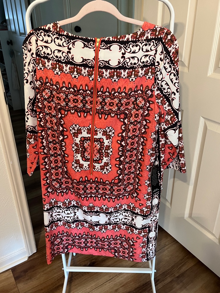 The Limited Coral, Black & White Print Shift Dress — image 3 of 5